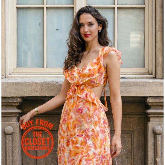 ZARA Blogger Favorite Long Linen Ruffle Maxi Dress NWT - Picture 8 of 16